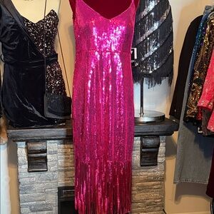 Guess Pink Sequin Midi Dress